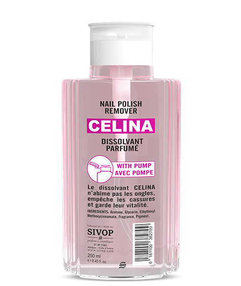 Scented nail polish remover with pump CELINA - Bottle of 250ml | SIVOP (EN)